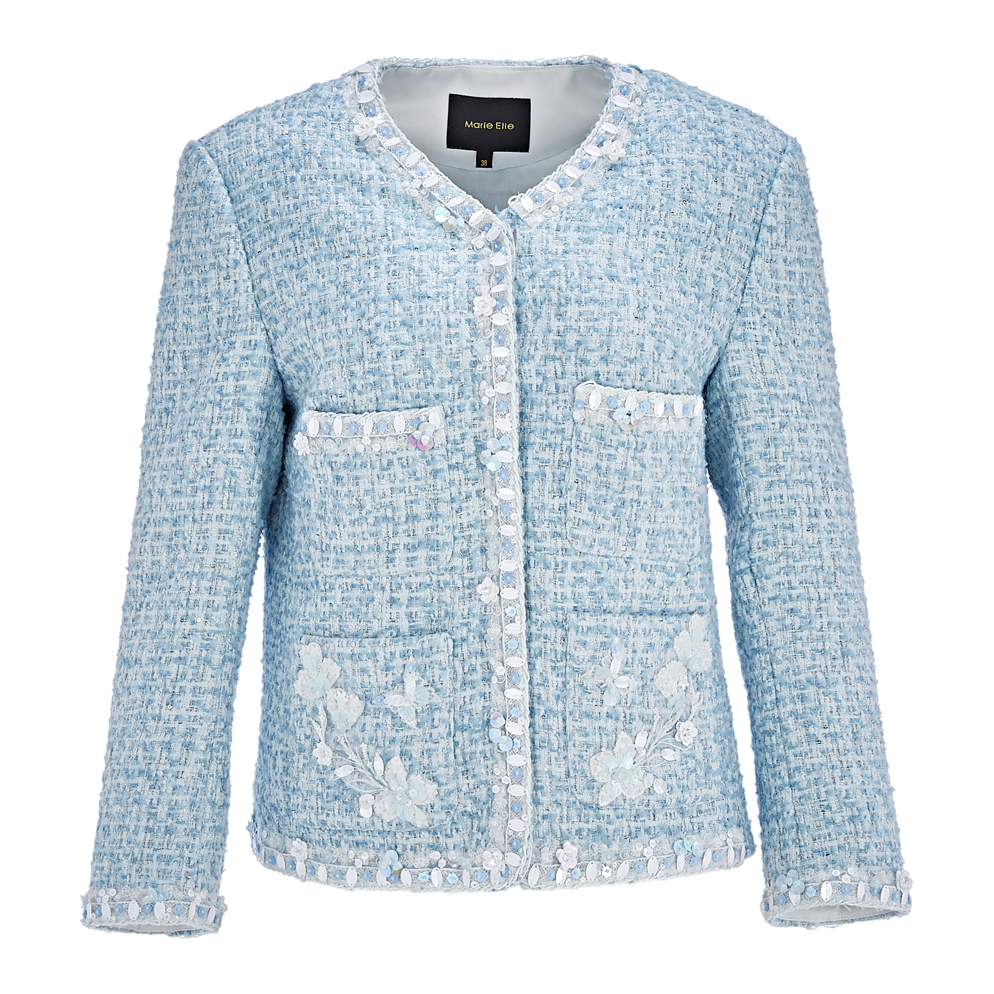 MeByMarieElie【且听风吟】气质圆领小香风钉珠外套EAF44G74955