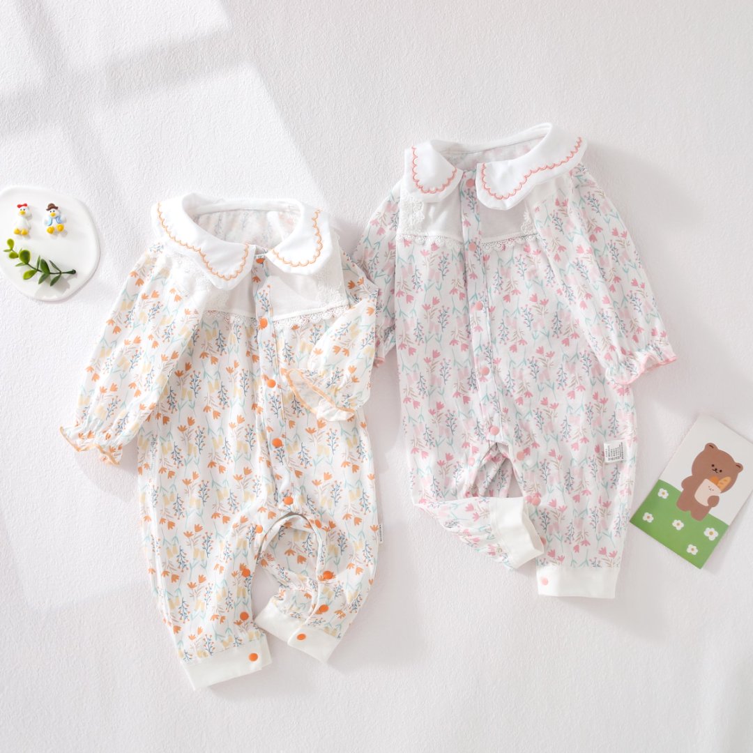 婴儿夏季衣服a类连体衣薄款夏装纯棉服装女宝宝长袖婴童装公主风