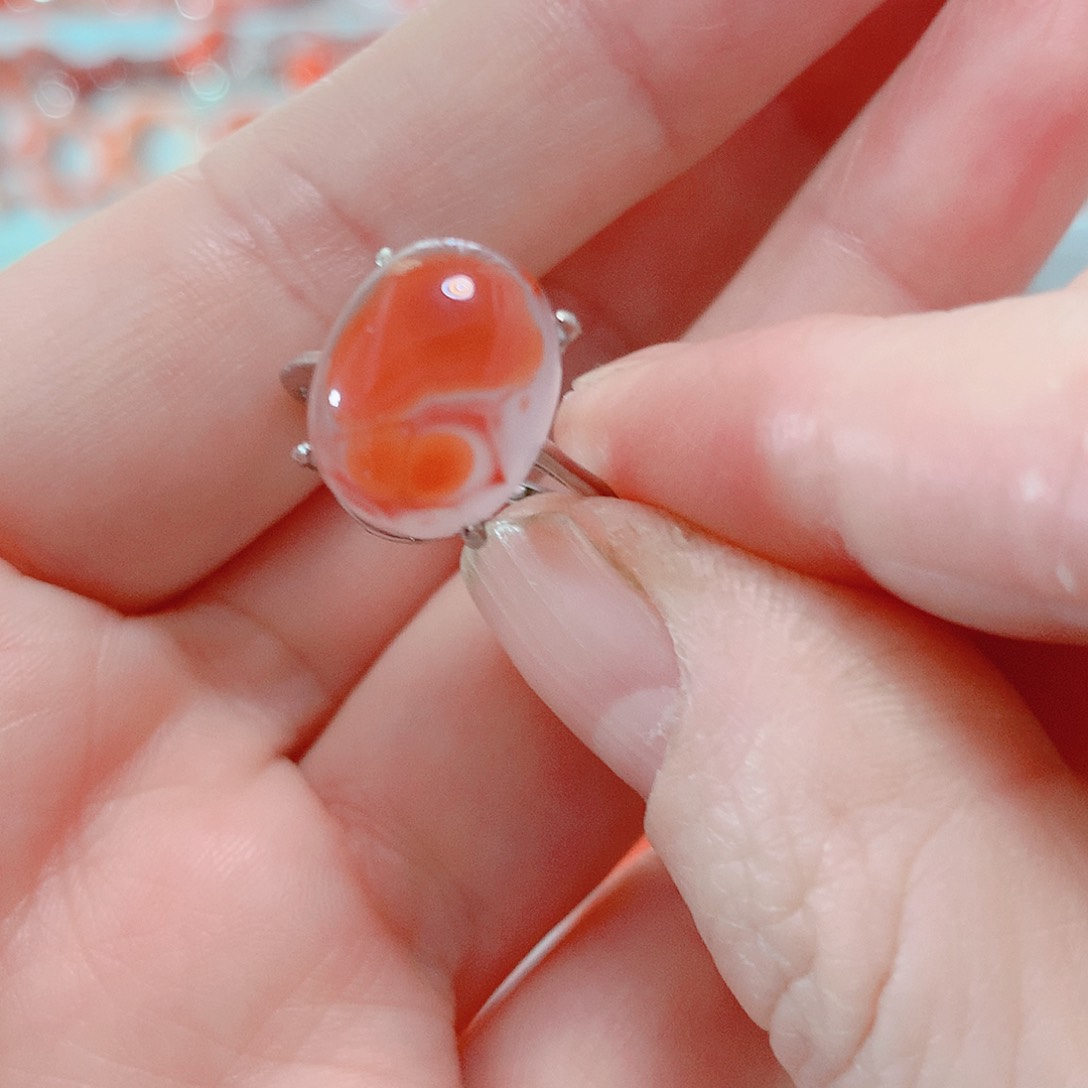 南红玛瑙戒指银S925镶嵌