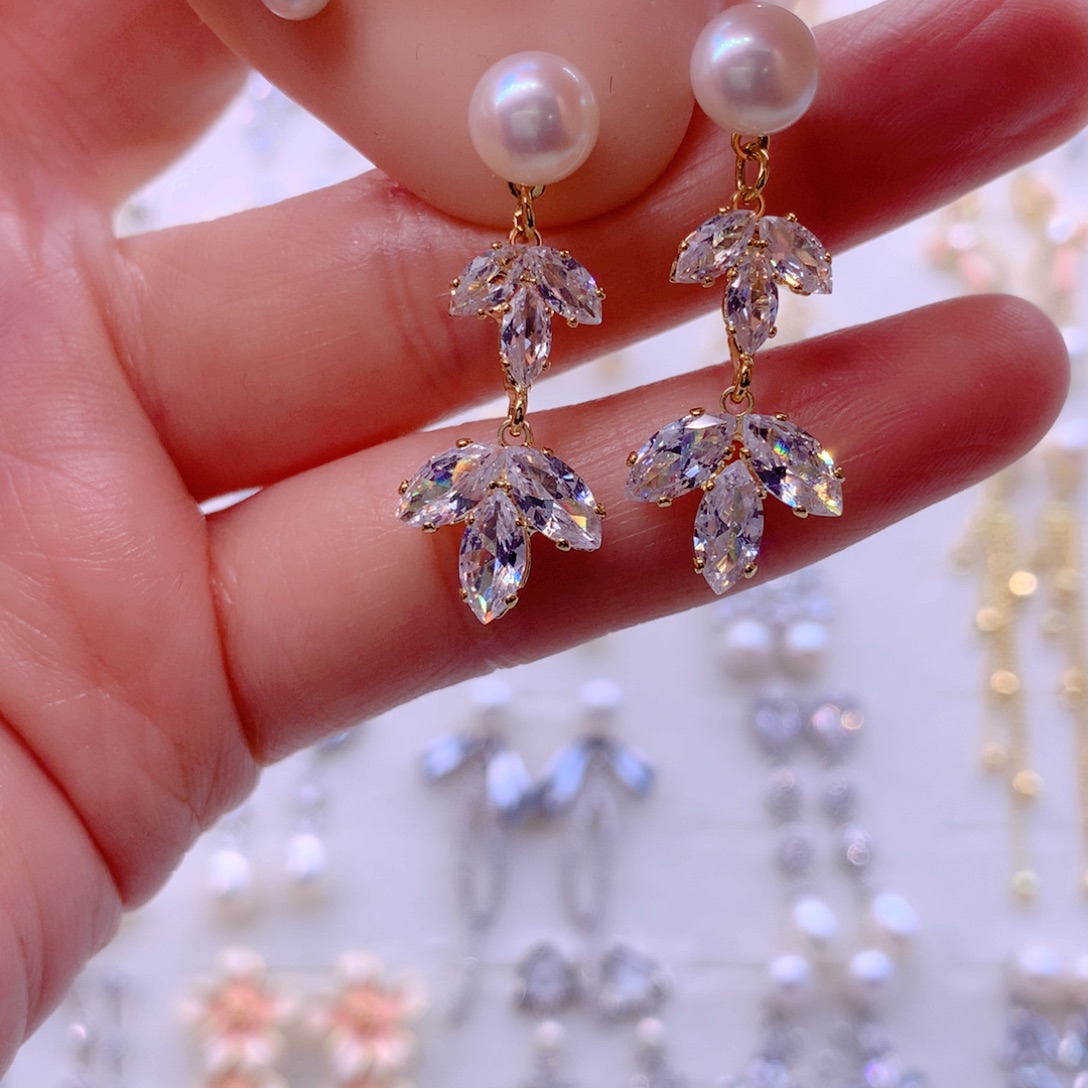 合金淡水珍珠耳饰