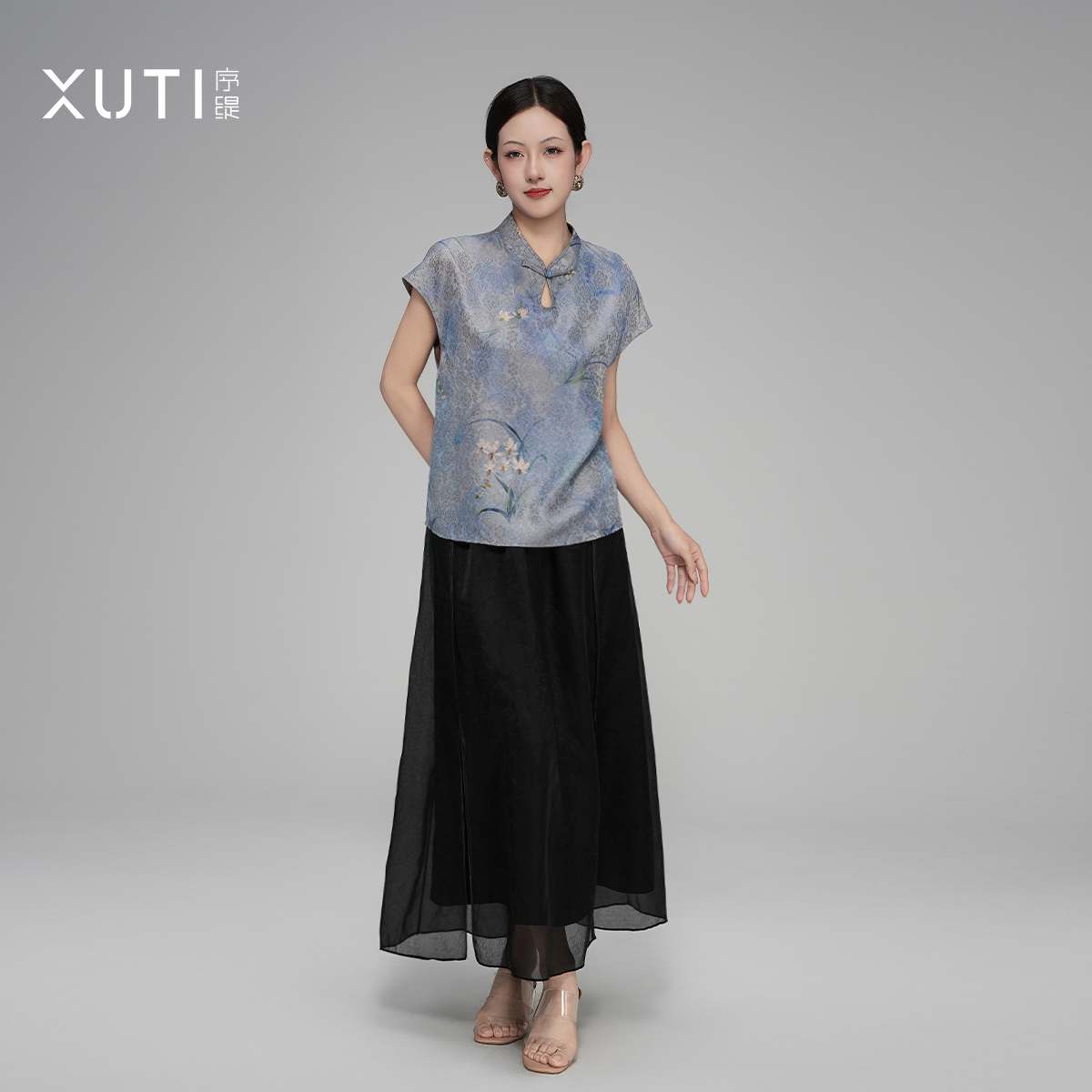 序缇『兰时』夏季新款新中式女装三经绞罗非遗桑蚕丝上衣H127-17622