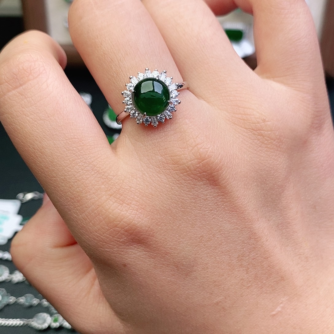 翡翠银S925镶嵌戒指