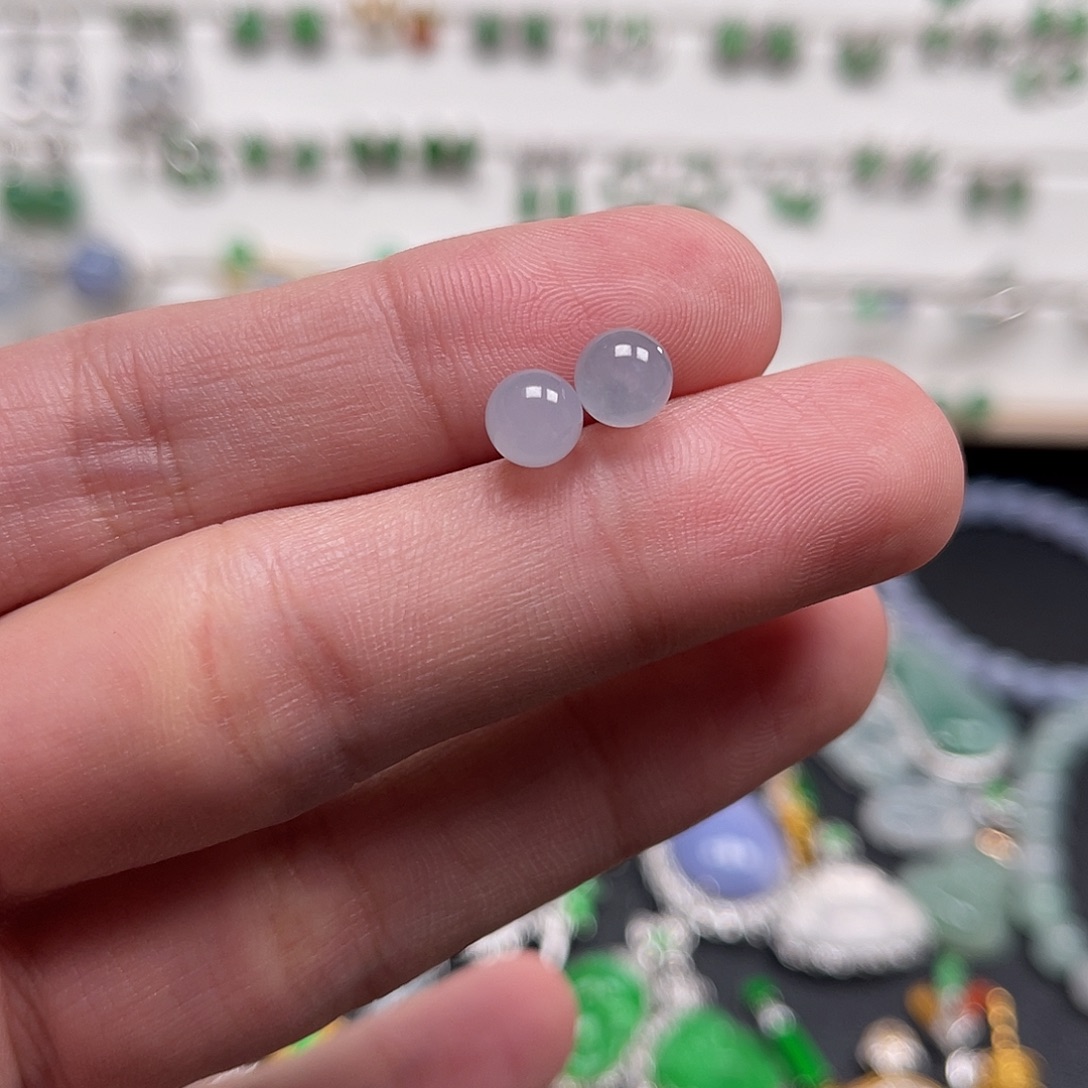 翡翠散珠缅甸天然翡翠耳钉