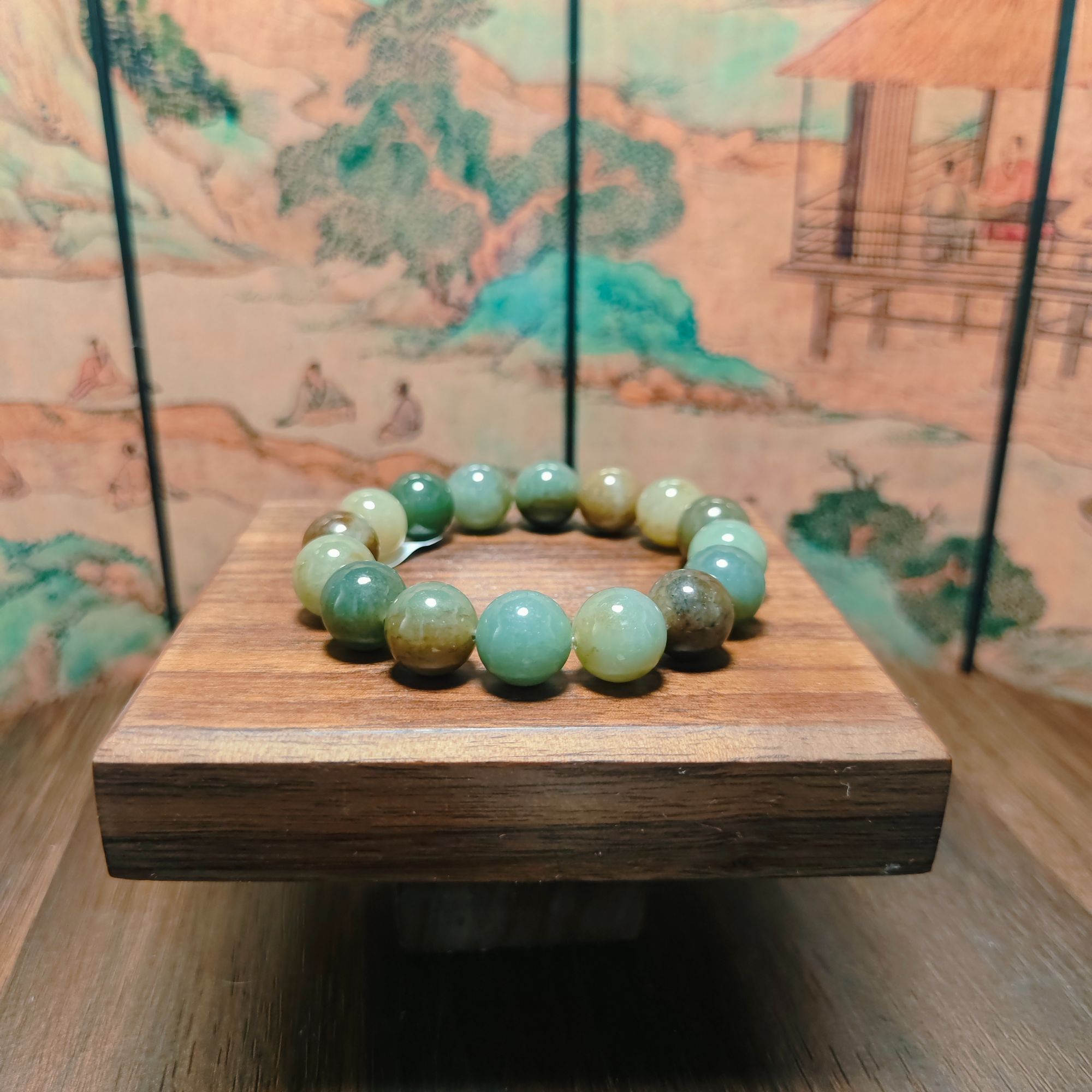 C和田玉多宝圆珠手串（卡12）0285