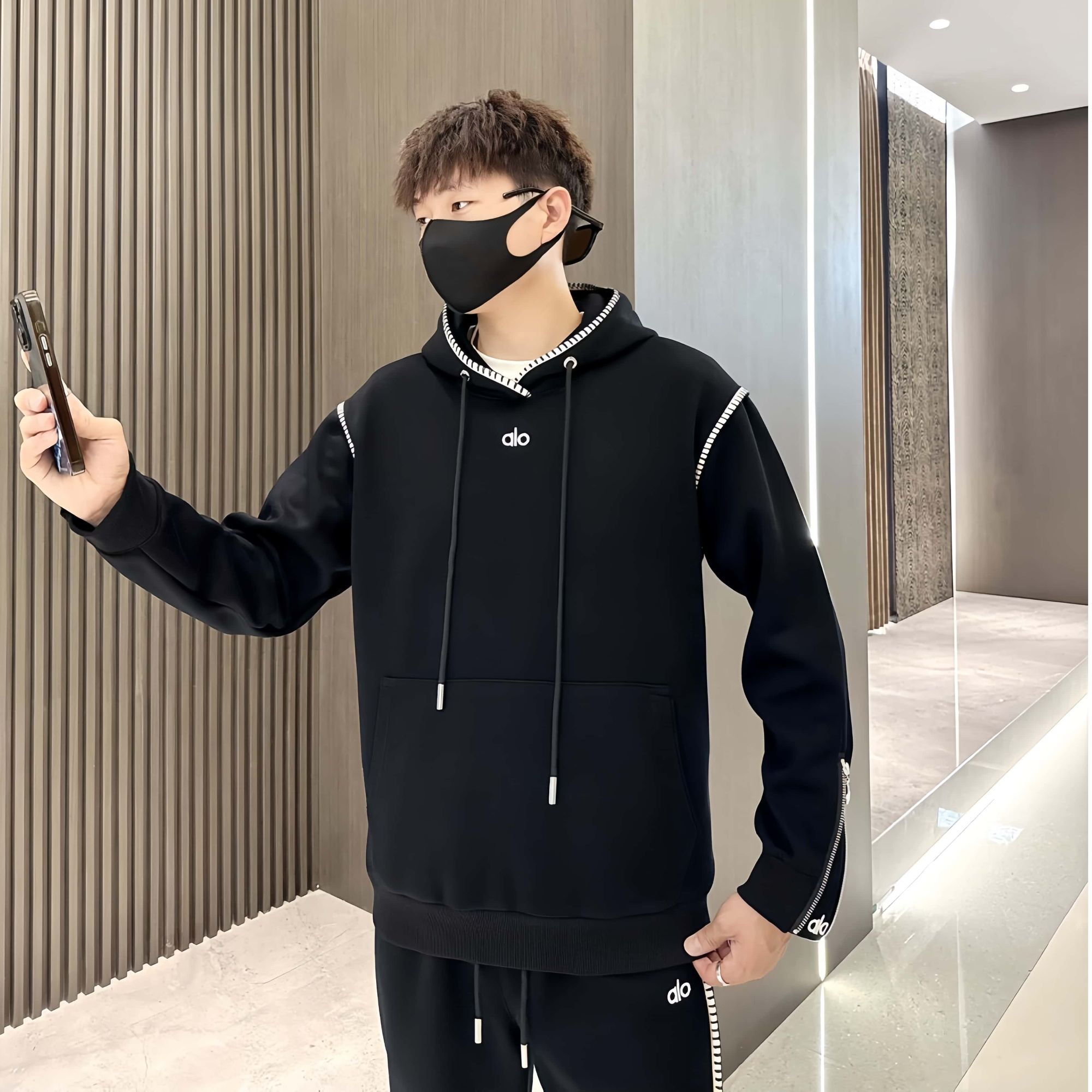 连帽男秋季卫衣休闲运动套装春季秋冬轻奢男士刺绣长袖时尚套装