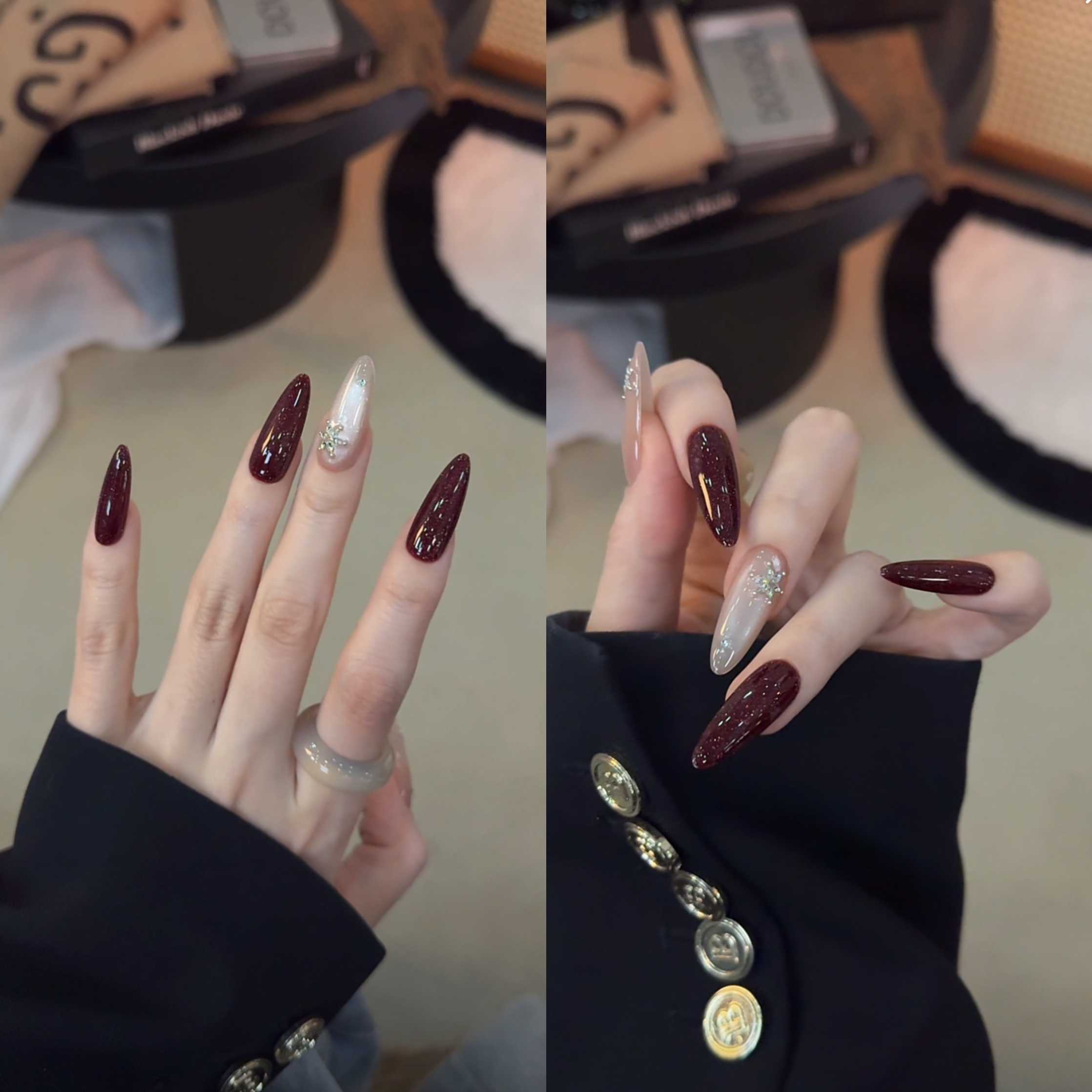 【鸿运当头】圣诞新年款红色跳色猫眼冬日氛围感手工穿戴甲甲片