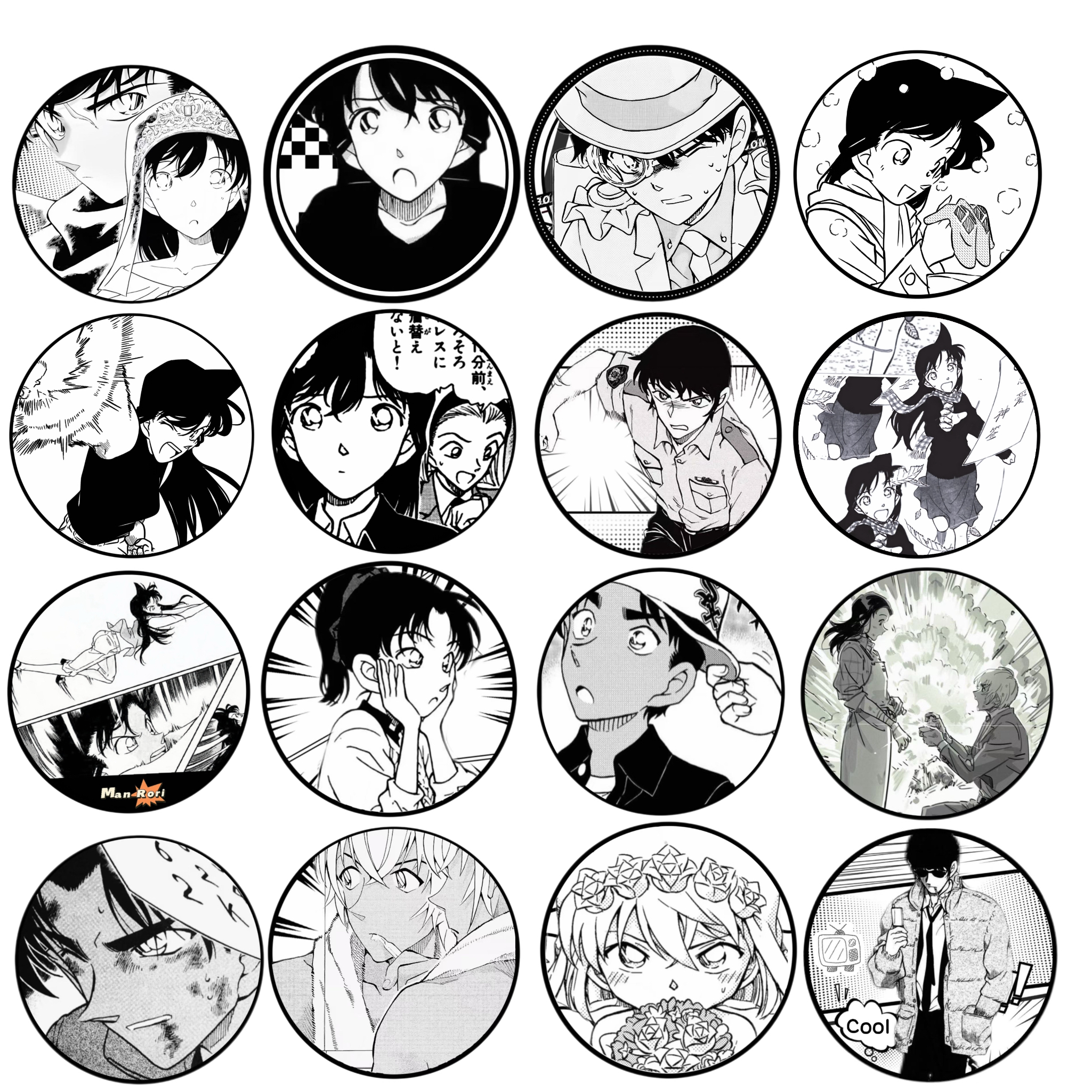 【名侦探柯南】黑白漫画系列  星幻磨砂58mm吧唧 同人二创 默认代拆