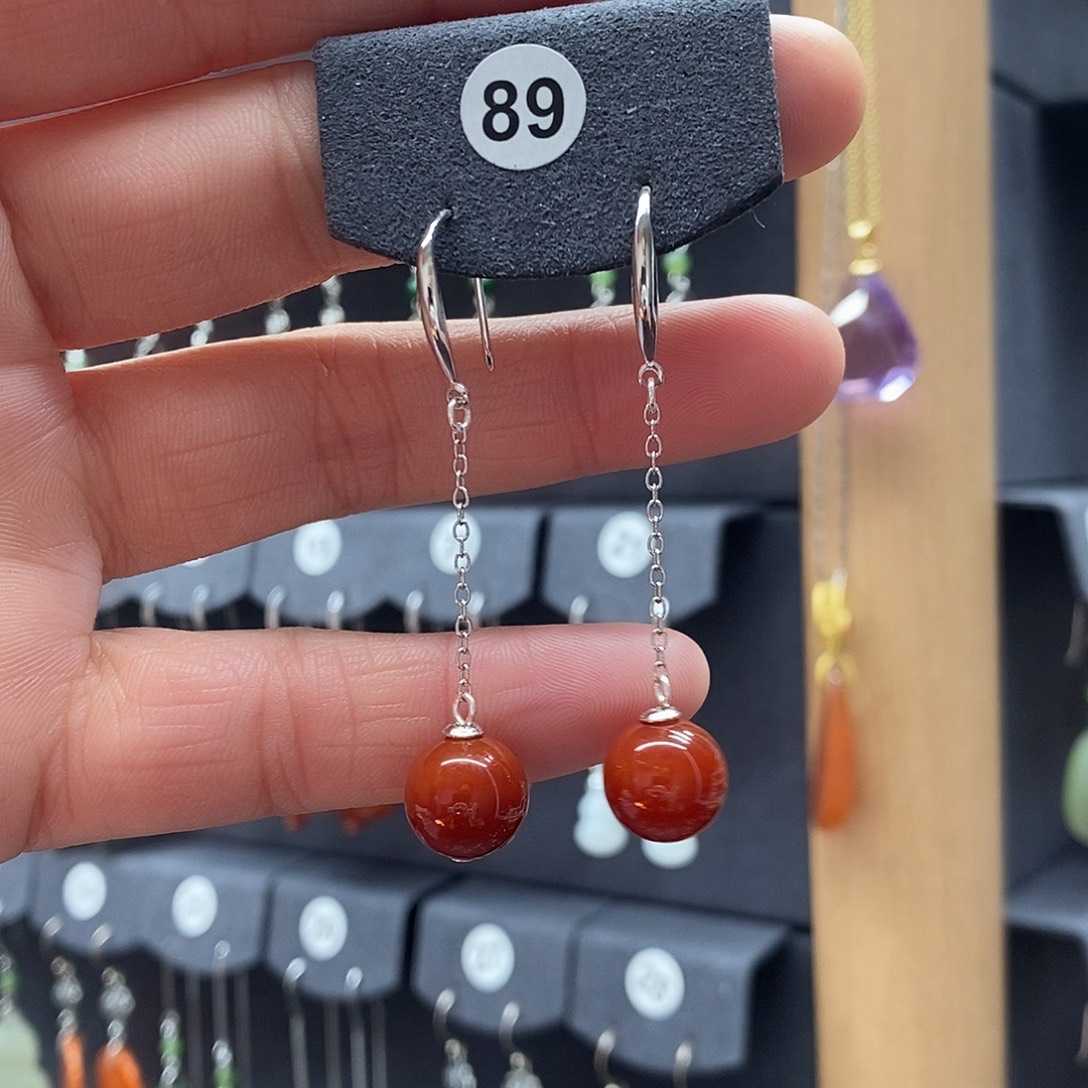 玛瑙/玉髓银S925镶嵌耳坠