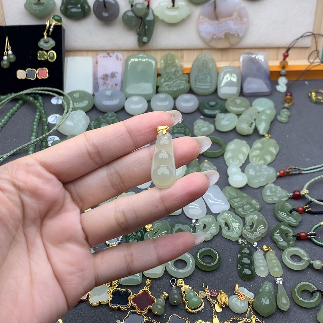 和田玉吊坠(不含链)银S925镶嵌