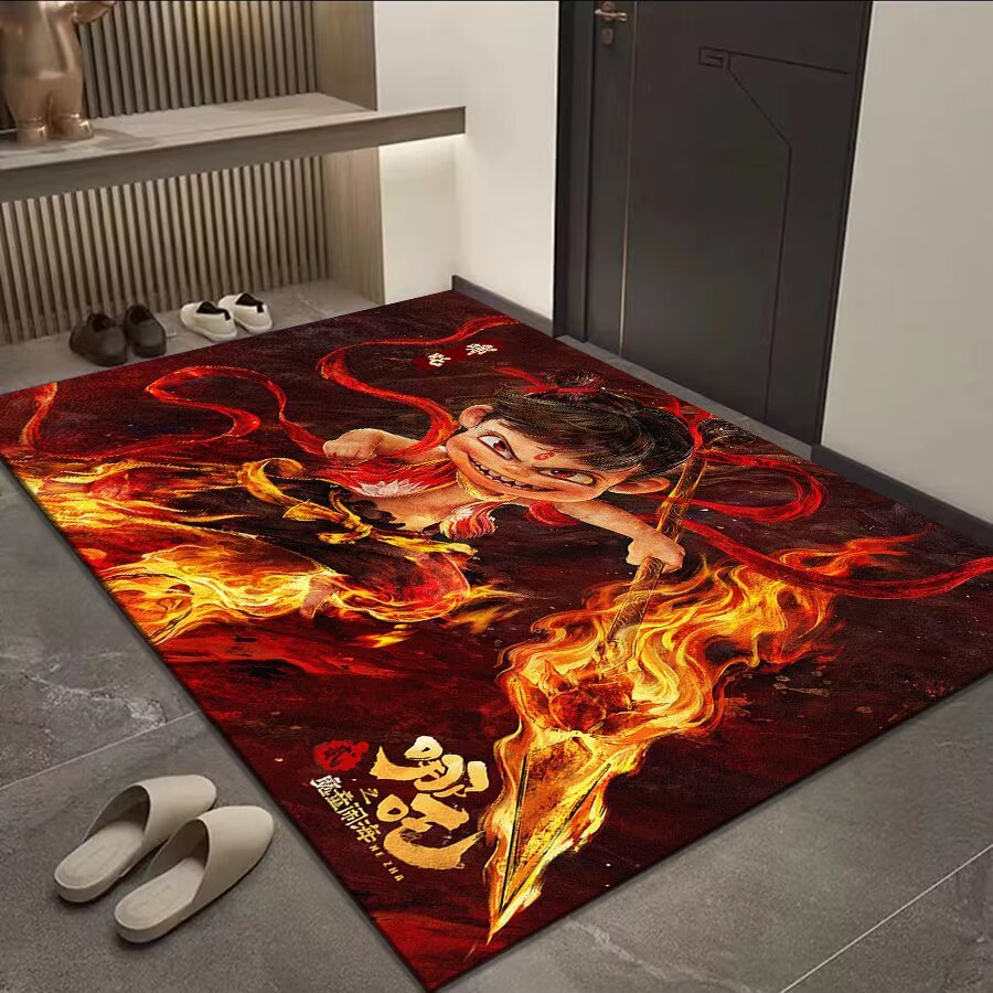 哪吒之魔童闹海门垫店铺装饰创意脚垫生意兴隆国风动漫哪吒门垫