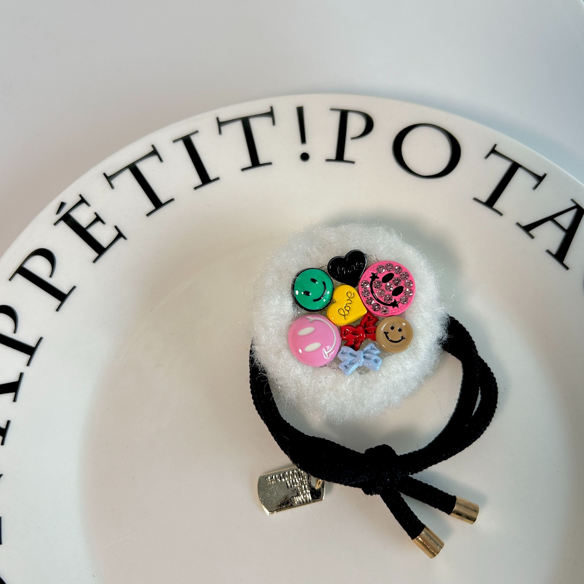 韩国博主同款重工手作高级绒绒笑脸发绳发圈