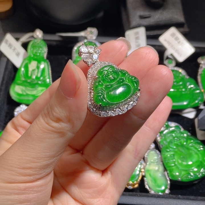 翡翠银S925镶嵌吊坠(不含链)