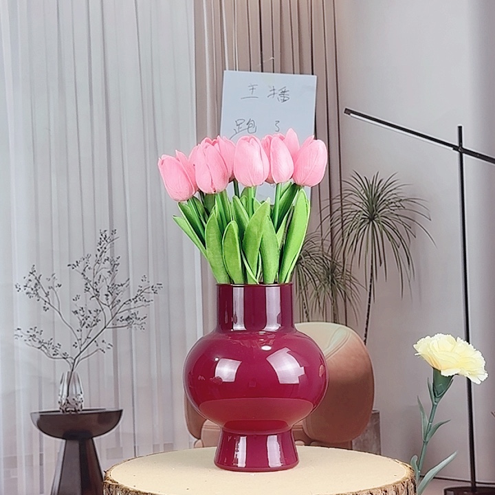 玻璃18葫芦花瓶黄色一个