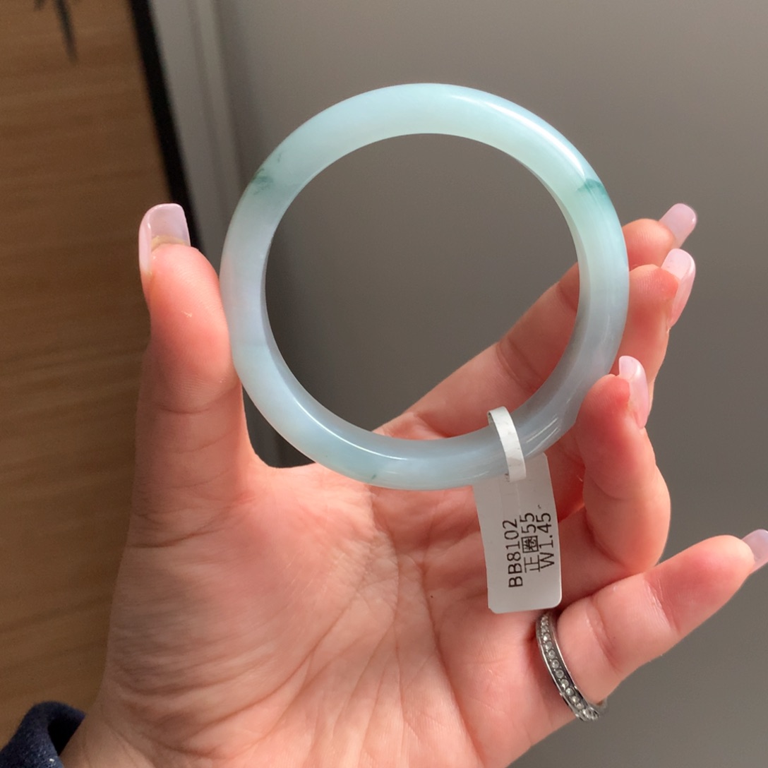 翡翠手镯未镶嵌7 55飘花正圈