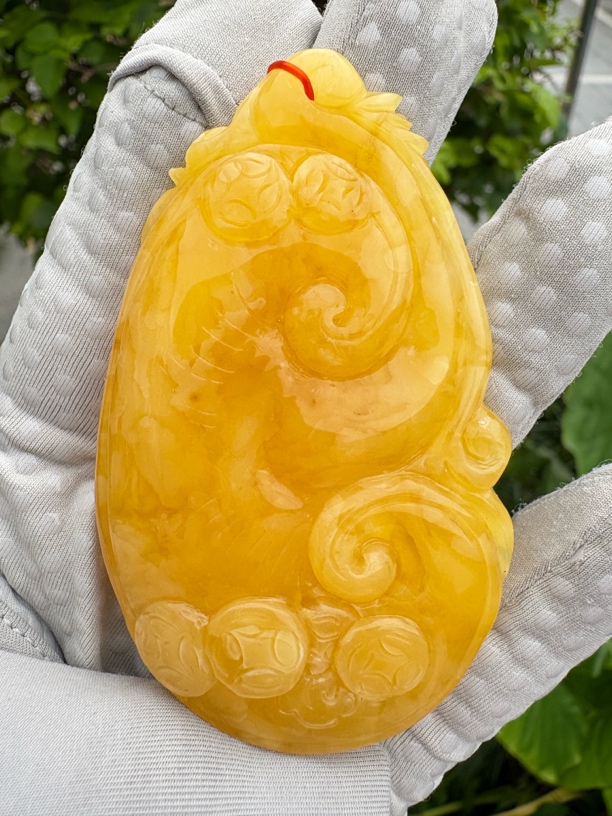 假一赔十，天然琥珀蜜蜡，蜜蜡雕刻件，事事如意，蜜蜡如意 编号1