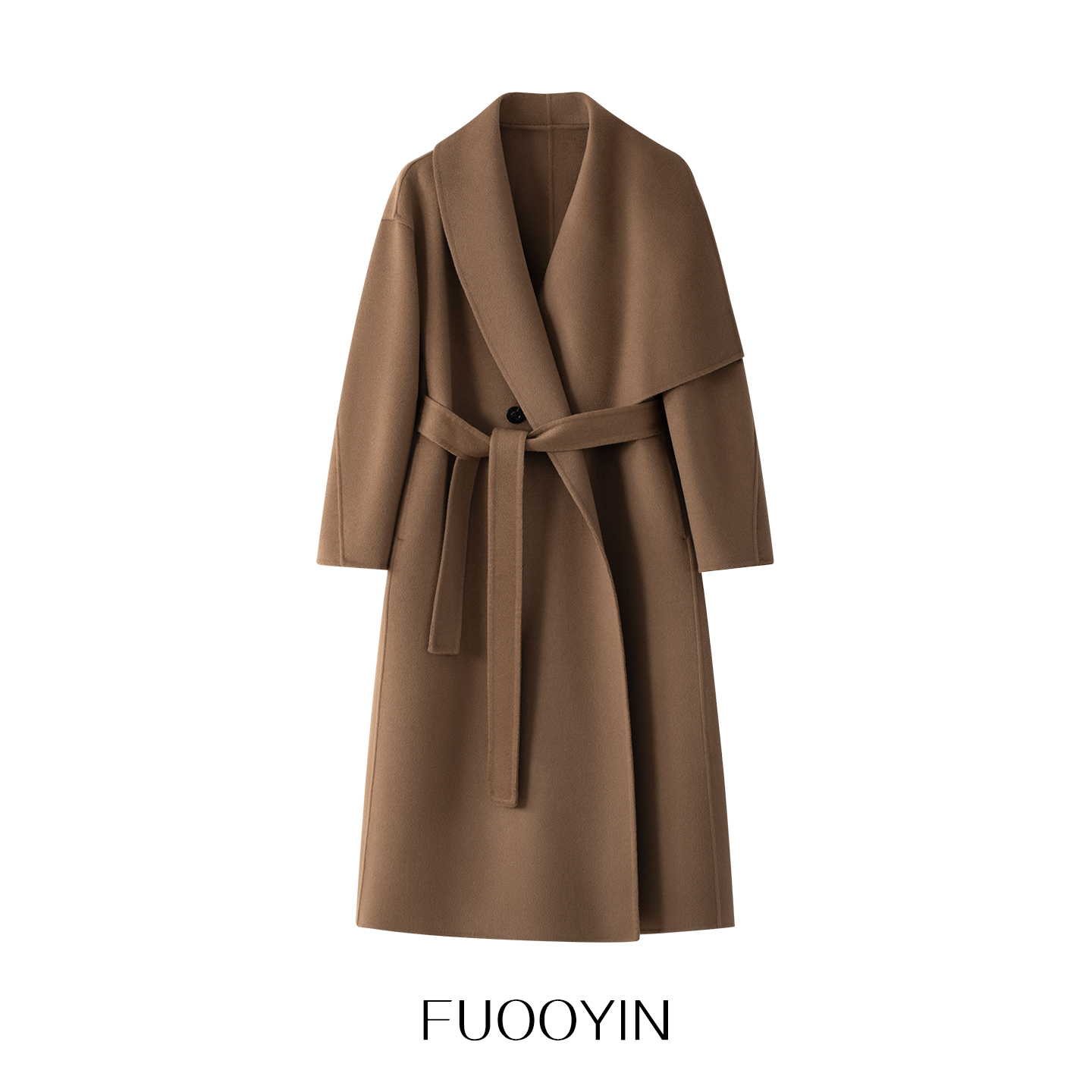 【泰晤士河畔】高级感100%高支澳毛时髦设计师款翻领气质双面呢大衣