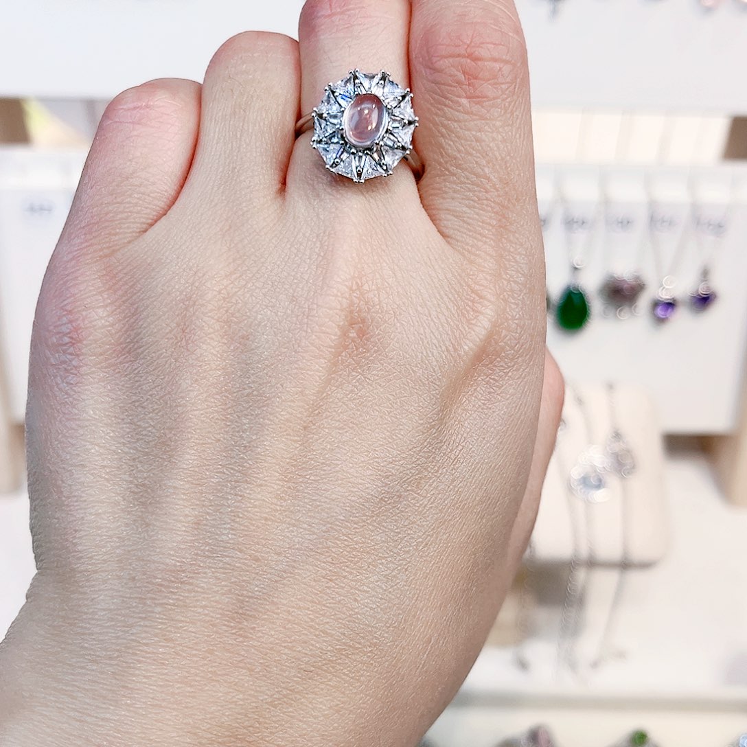 痴****银S925镶嵌戒指芙蓉石