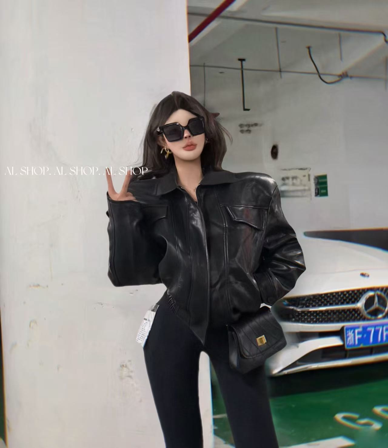 AL SHOP【圣诞岛】韩系时尚高级美式时髦复古加棉加厚皮衣外套