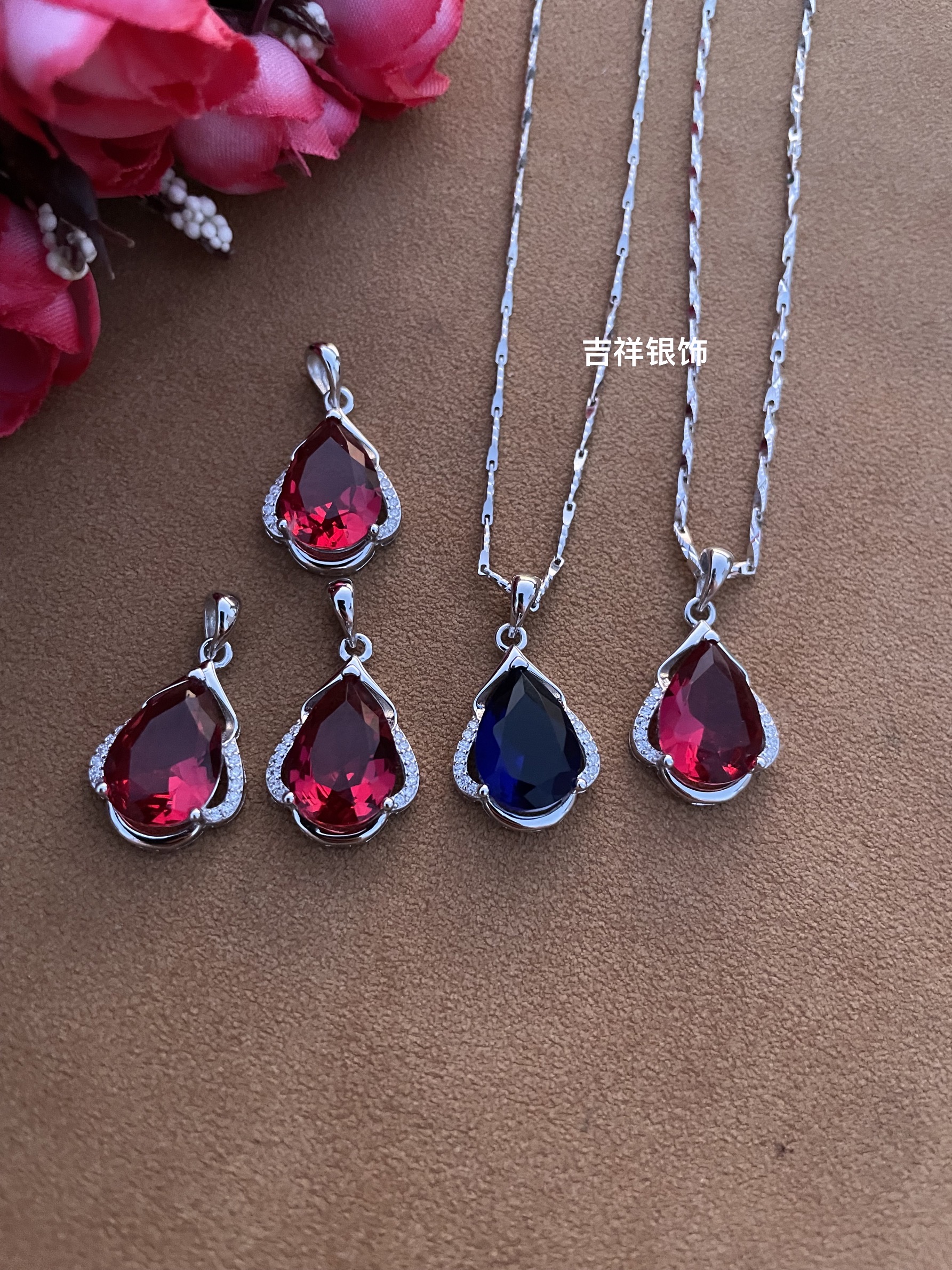 坠链均925银合成锆石 S925银吊坠项链简约时尚轻奢