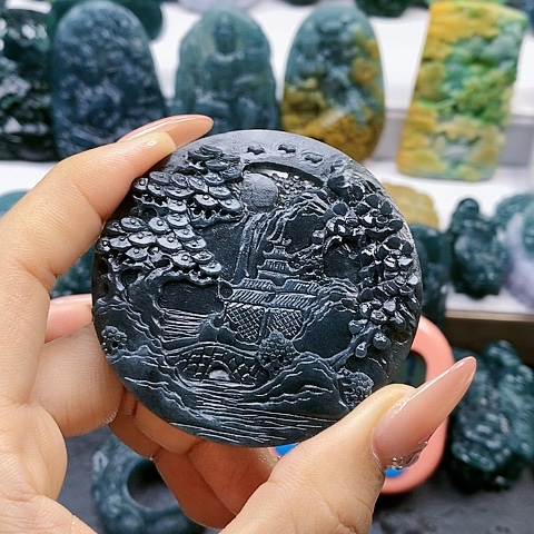 定制翡翠未镶嵌山水