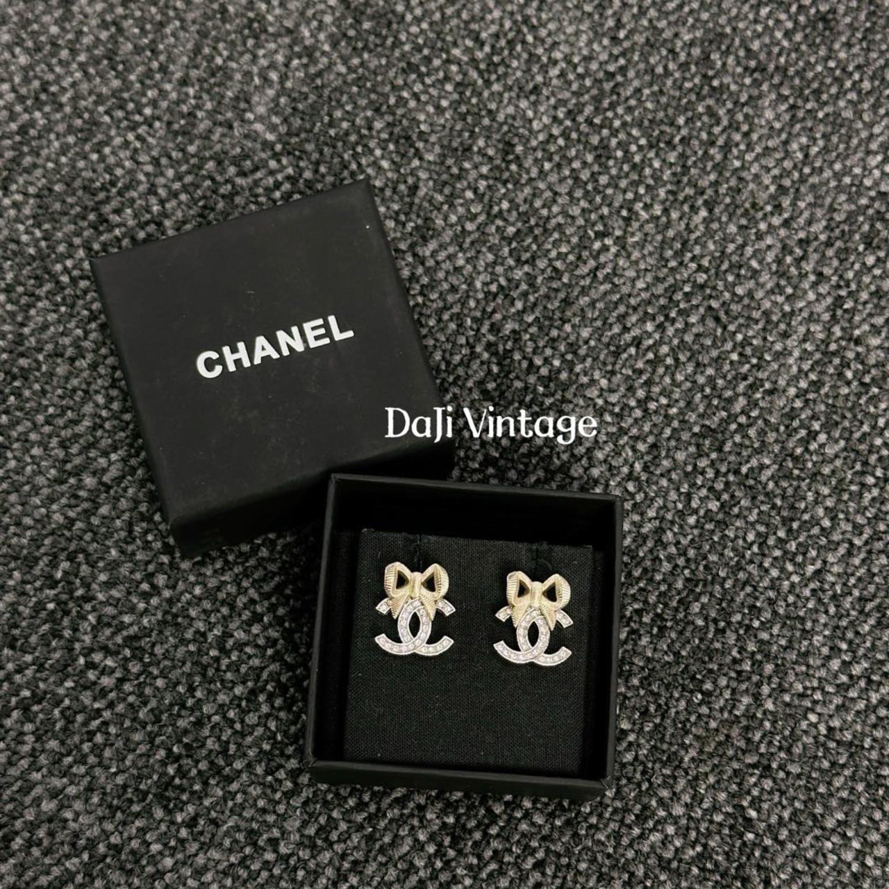 大吉中古Chanel香奈儿24k蝴蝶结耳钉