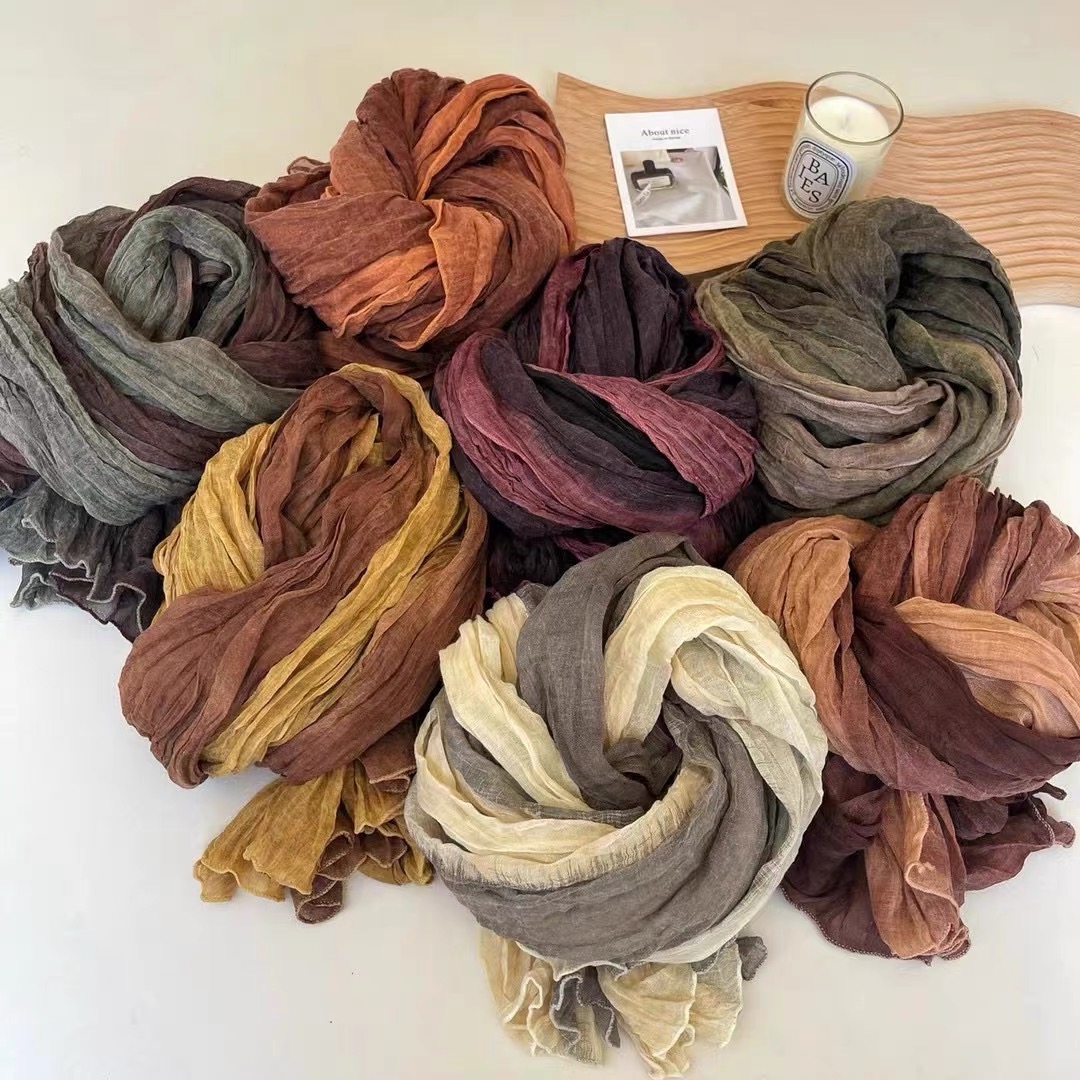 随机棉麻披肩围巾一条