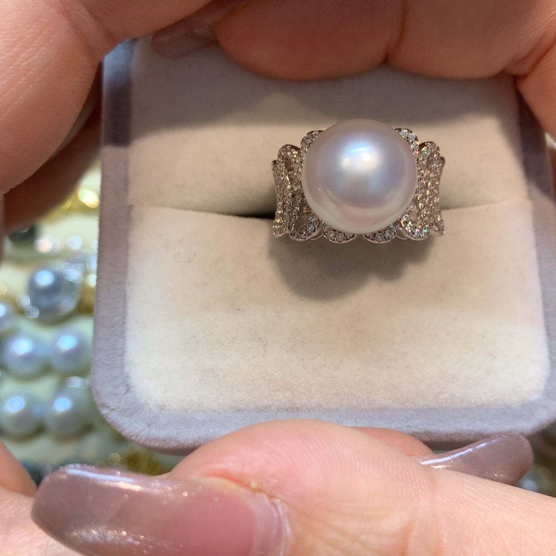 海水珍珠戒指银S925镶嵌