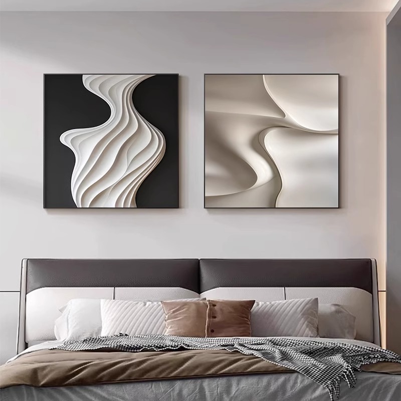新款卧室床头装饰画抽象艺术双联主卧房间挂画现代简约背景墙壁画