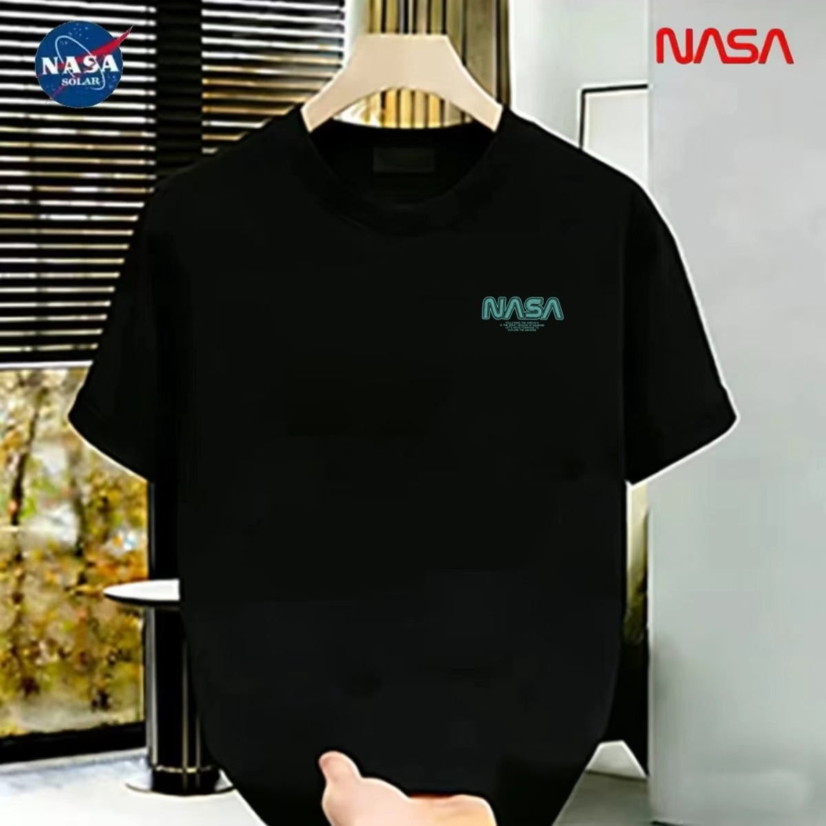 NASA联名纯棉夏季圆领短袖T恤微宽松时尚男女同款休闲百搭22
