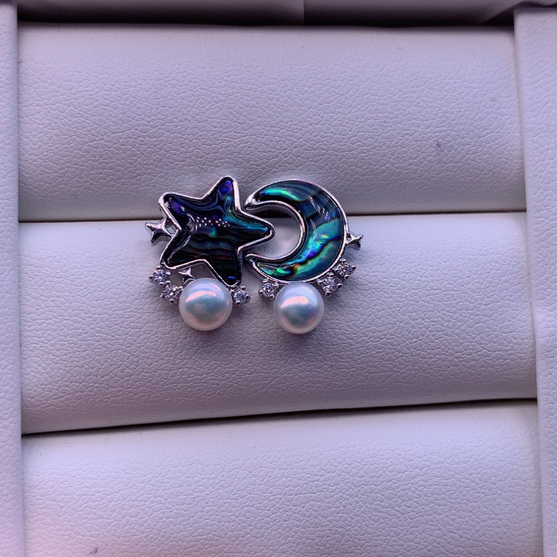 合金淡水珍珠耳饰