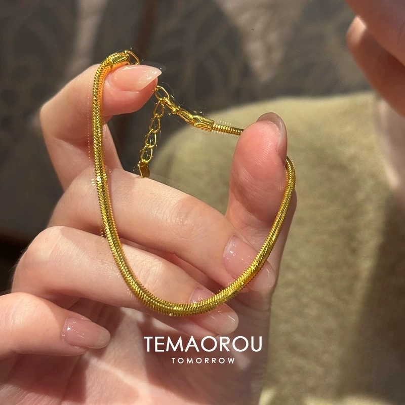 欧美choker蛇骨链女颈链金色素链个性夸张网红ins中性项链潮