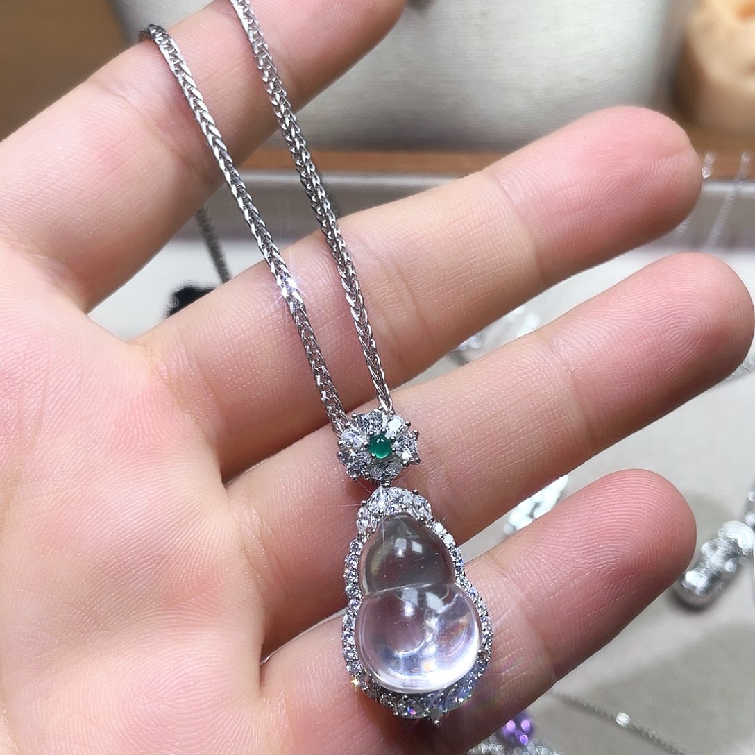 坠链均925银锆石套链葫芦55厘米