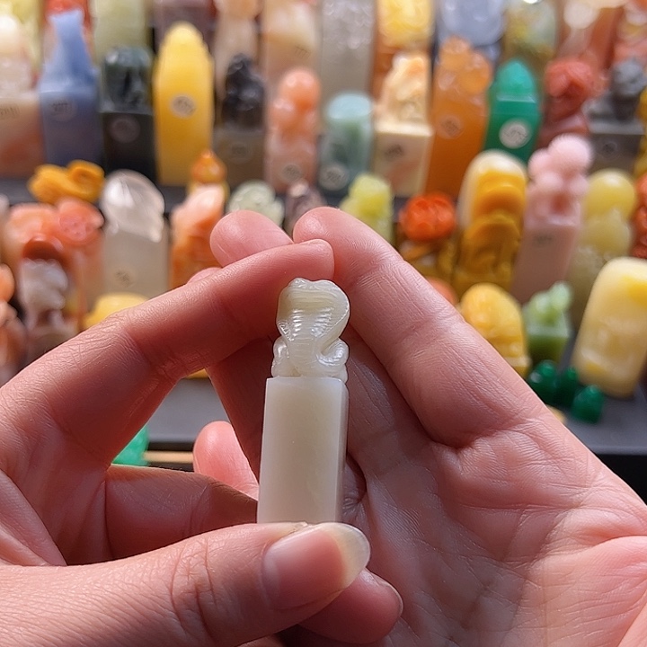 老挝石印石钮****球手工定制1.3厘米，蛇不刻