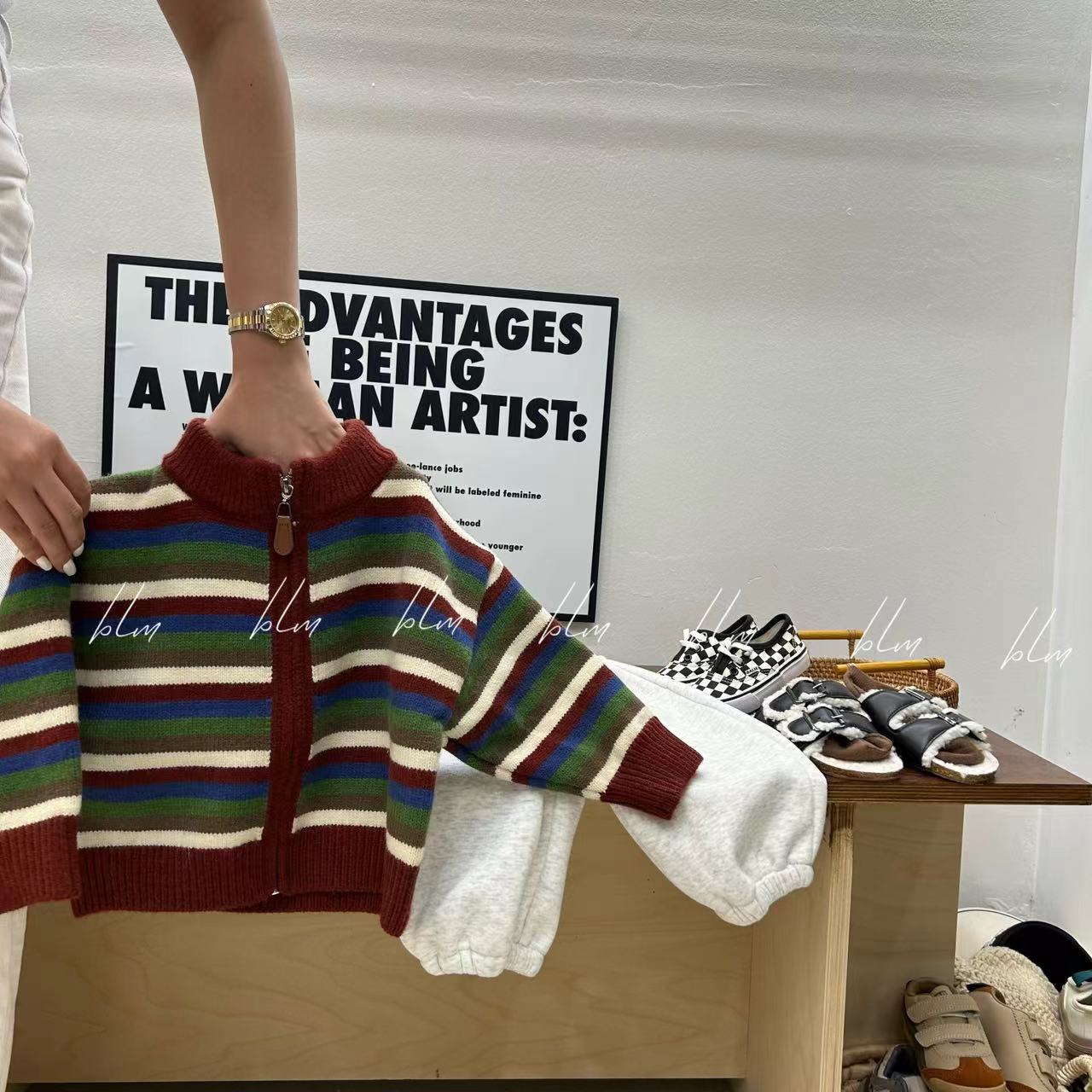 秋冬款韩版彩虹款儿童毛衣开衫 A113