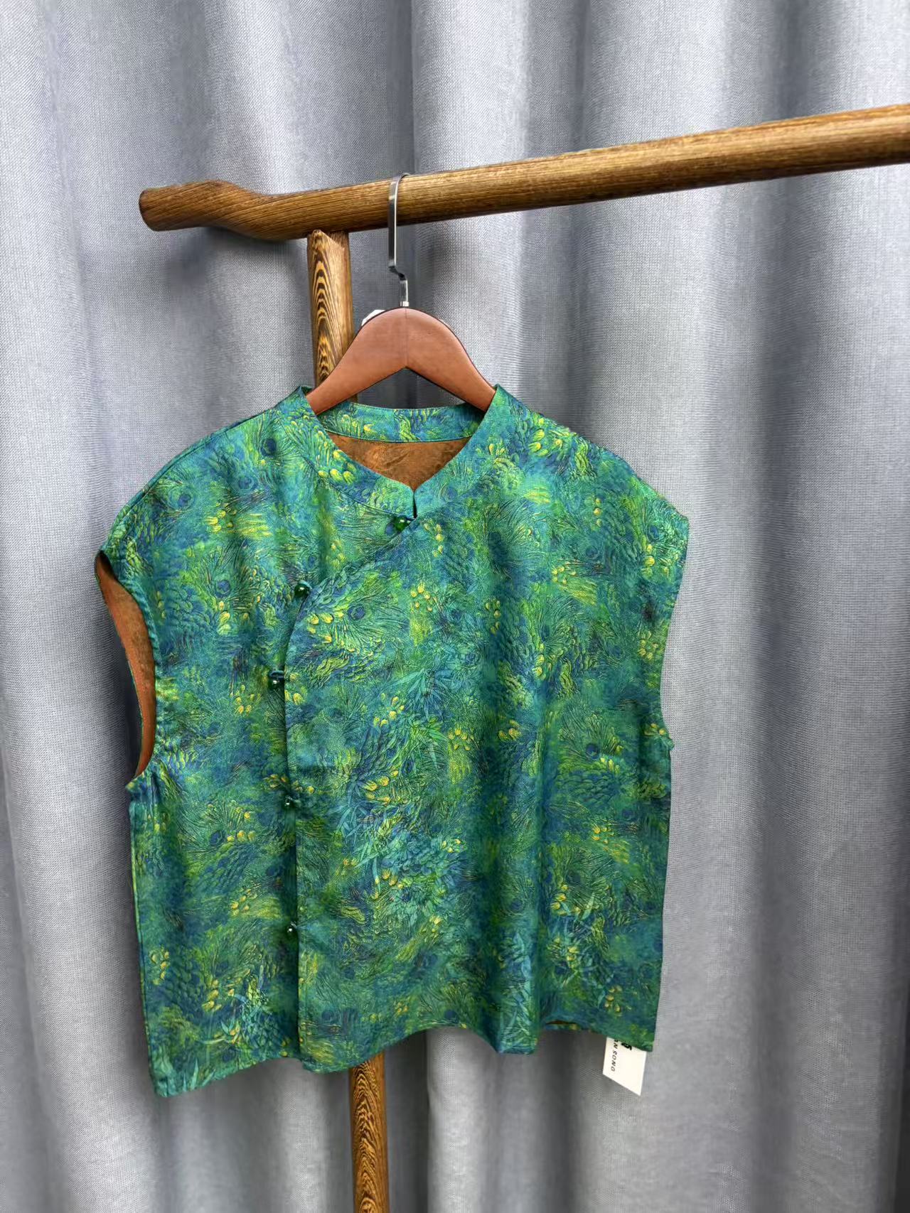 （瑕疵）夏季新款时尚简约新中式桑蚕丝奥黛上衣女y181