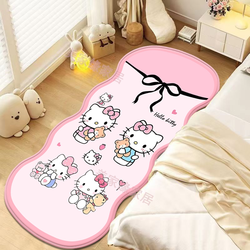 《可爱卡通》蝴蝶结猫咪仿羊绒耐用加厚床边飘窗阳台地毯地毯床边毯