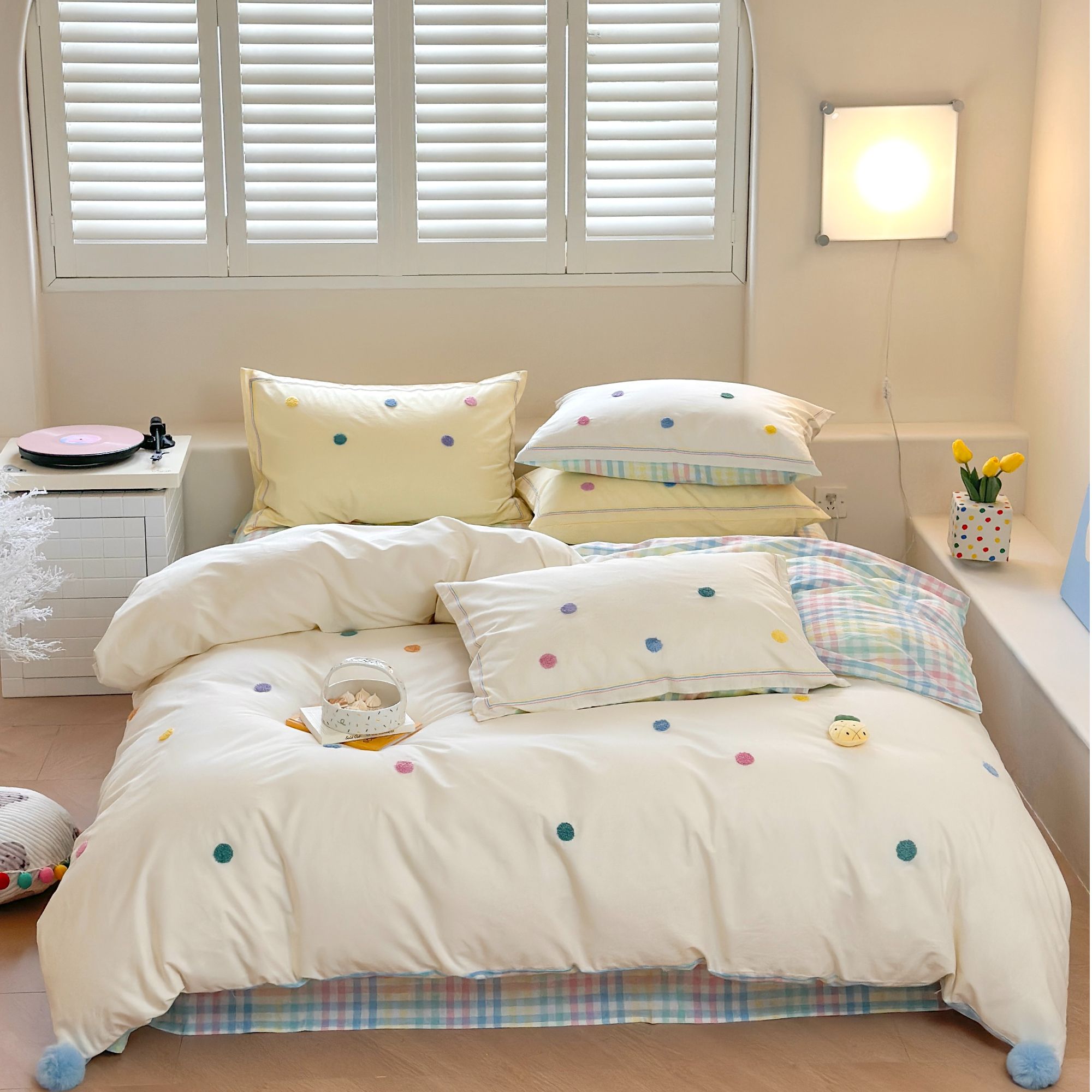 轻闲 | 多巴胺  全棉水洗棉精致毛巾绣三件套四件套床上用品