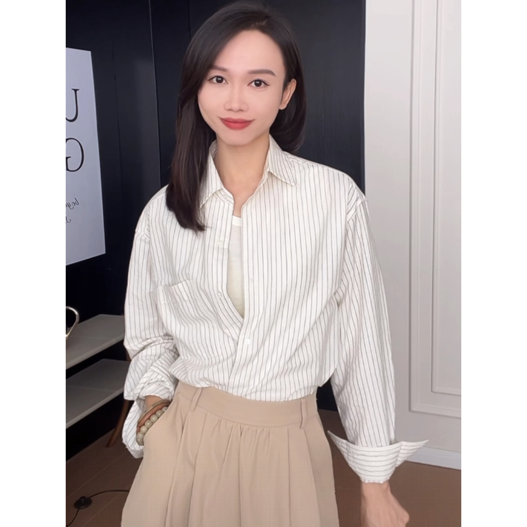 ulight【时间旅人】细腻极简松弛感廓形条纹衬衫