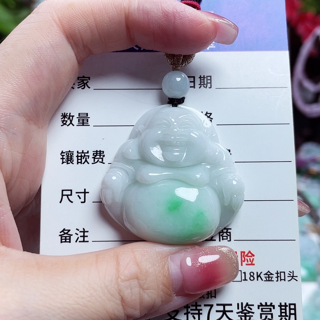 翡翠未镶嵌颈饰佛公02