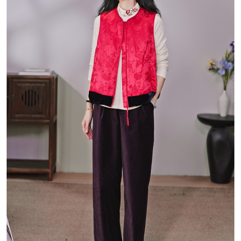 牧衣游原创 丝麻95级高蓬松红嘴雁绒短羽绒马夹冬季 拾柒