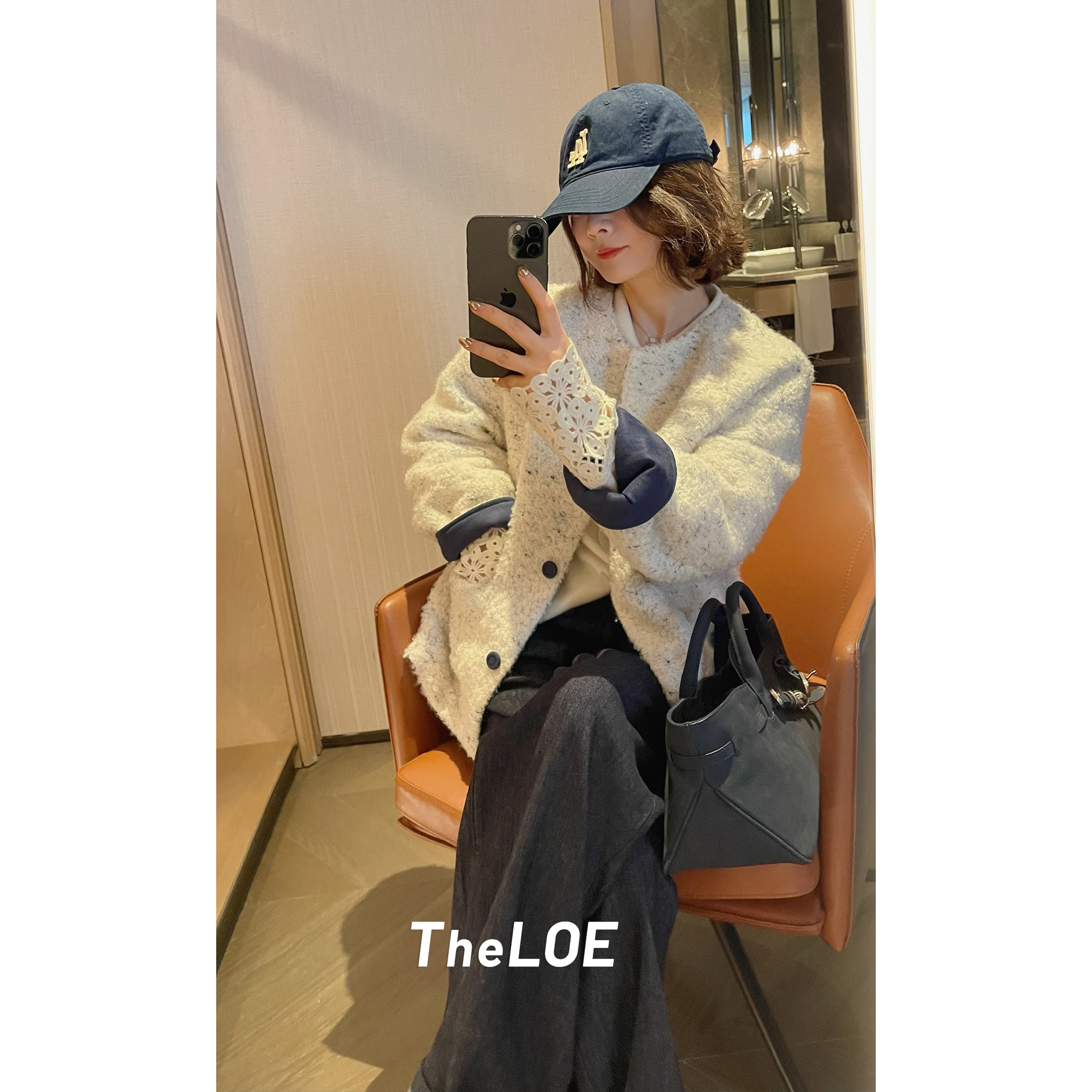TheLOE/棉质高腰防褪色色织条纹植绒拖地裤#LE-61057