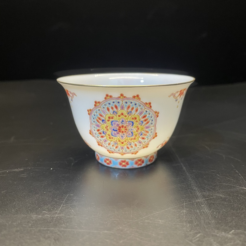 12.29a/N100300/01136/粉彩描金薄胎铃铛杯/口径87.4/高4.7/75cc