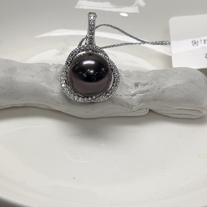 颈饰海水珍珠银S925镶嵌大溪地 10-11mm 72号