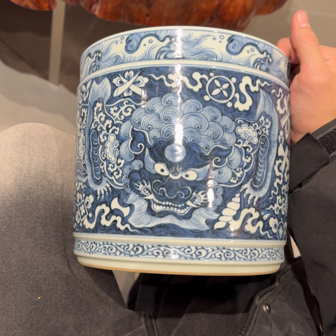 無***非瓷片狮子滚绣球大冰桶