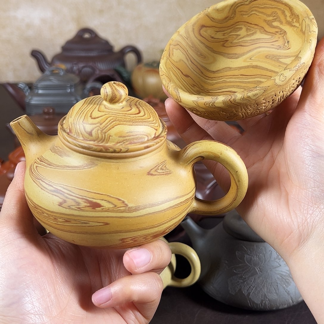 紫砂茶壶绞泥容天200cc