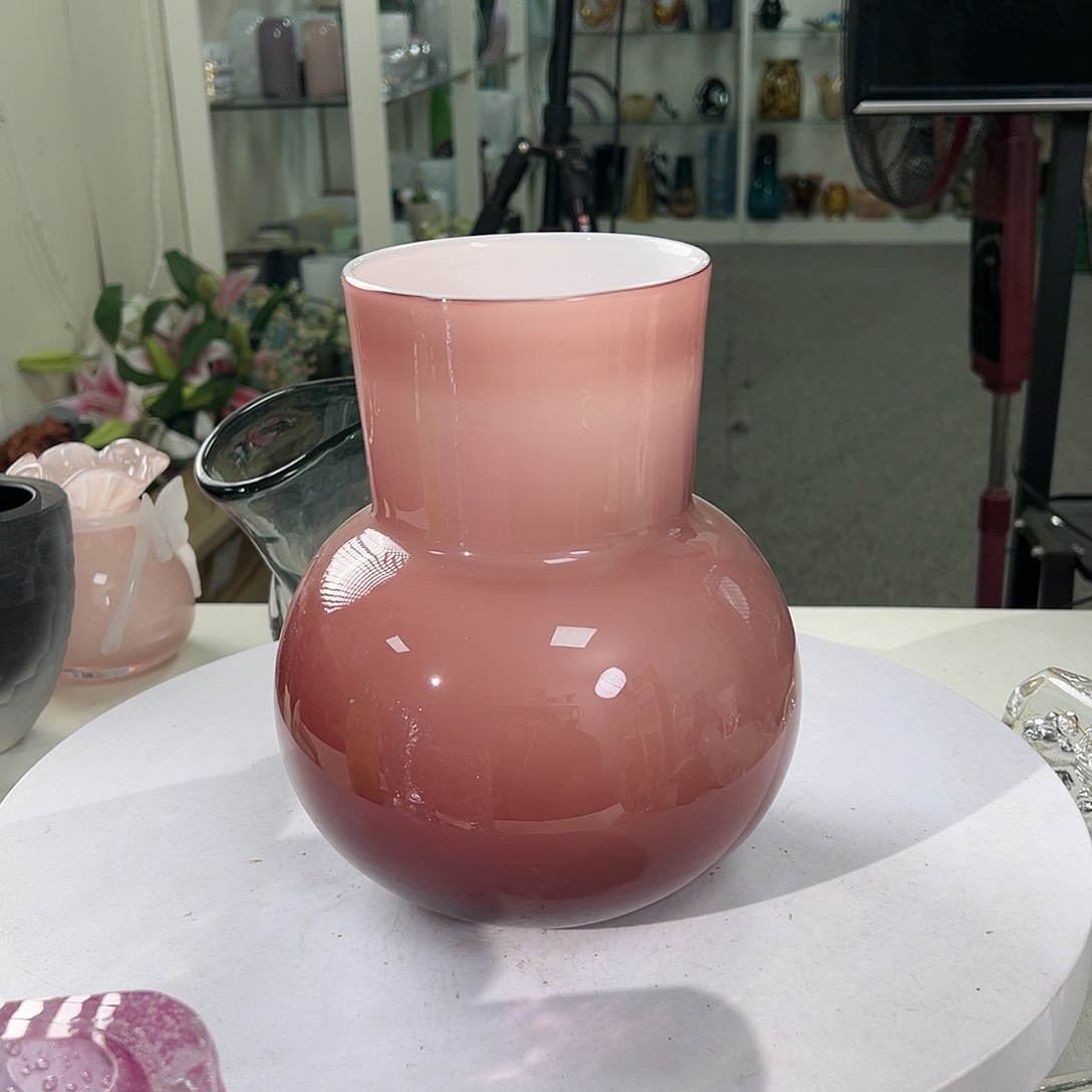 琉璃高24轻奢琉璃花器正常手工痕迹