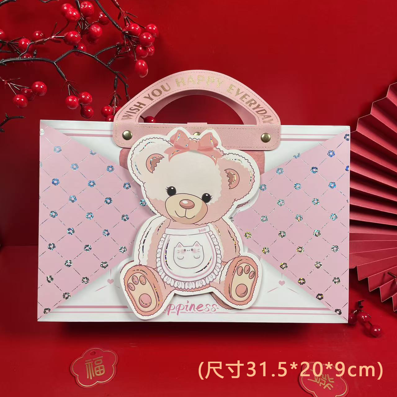 【特大号 硬壳】喜庆伴手礼盒喜糖宝宝满月过周生日百日宴礼品盒E03