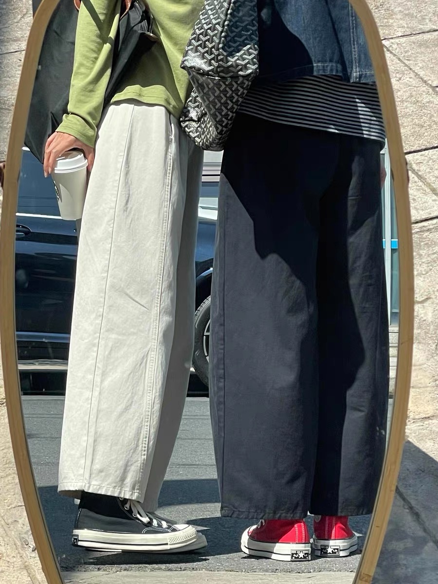 孕妇九分阔腿裤女秋季2025新款小个子宽松直筒弯刀裤休闲两边调节