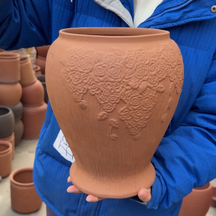 紫砂花盆口18高30宜兴紫砂底部瑕疵