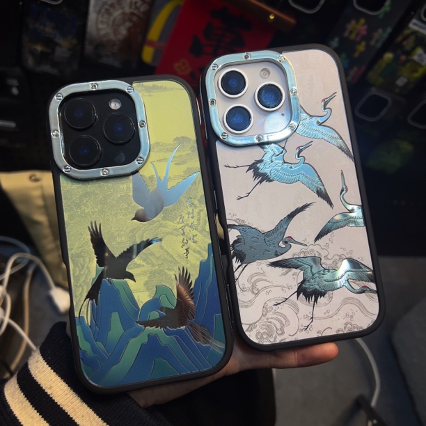 国风限定新款燕子丹顶鹤适用iphone13/14/15/16promax手机壳